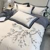 Luxury Embroidery 100S Bedding Set 100% Cotton Classical Wide Edge Duvet Cover 4PCS with Flat Sheet Pillowcases King Queen Size