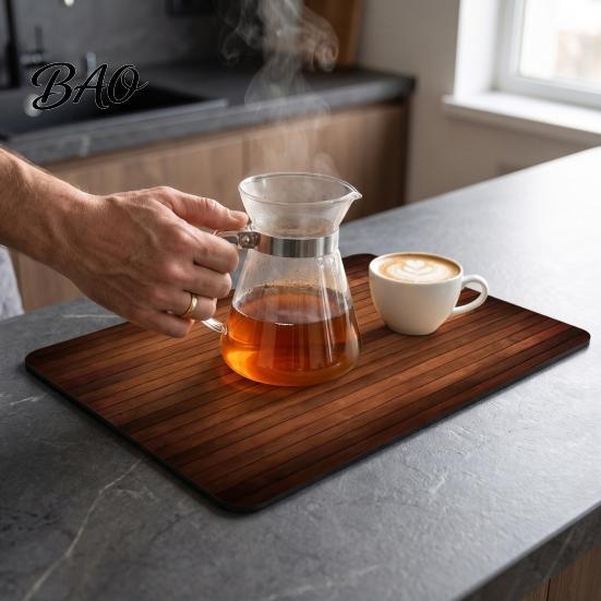 Heat Proof Kitchen Placemat 3D Wood Grain Dish Drying Mat, Diatom Mud Absorbent Mat for Portable Pad Counter, Non-slip Resistant Cup Coffee