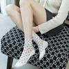 Women's Mesh Sheer Socks Heart Print Ruffle Ankle Socks Summer Ultra Thin Cool See Through Lace Socks
