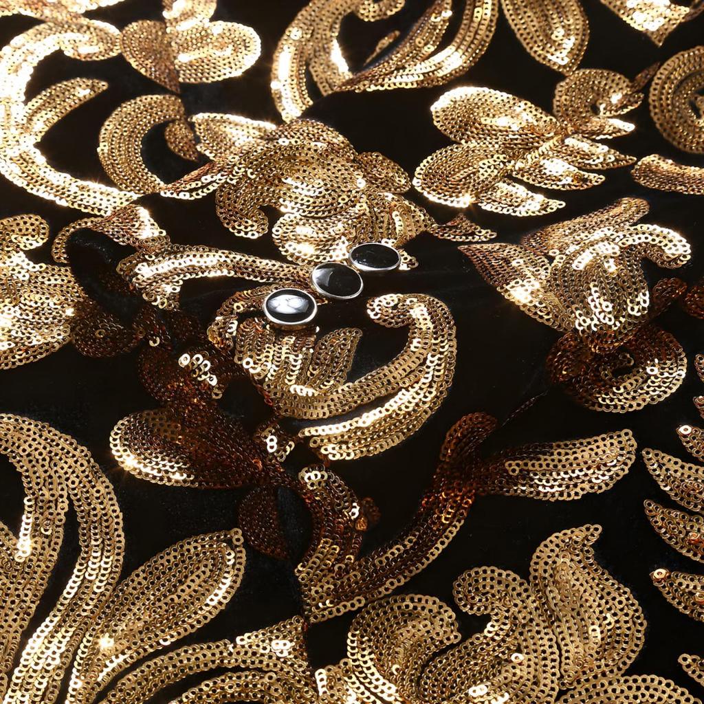 Детские Модные Пиджаки Блейзеры с Золотыми Блестящими Пайетками и Цветочным Узором