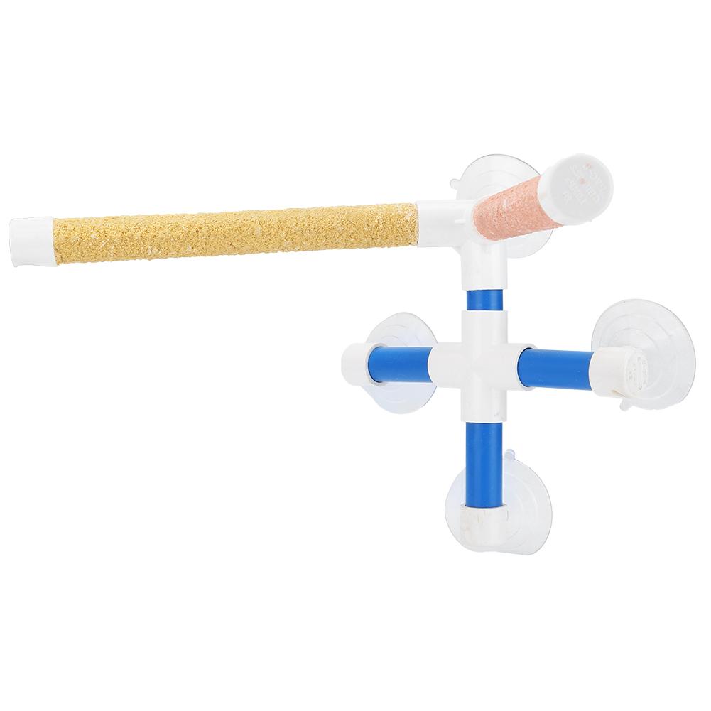 Parrots Shower Standing Pole Bathing Four Suction Cups Frosted Coating Bird Perch Toy