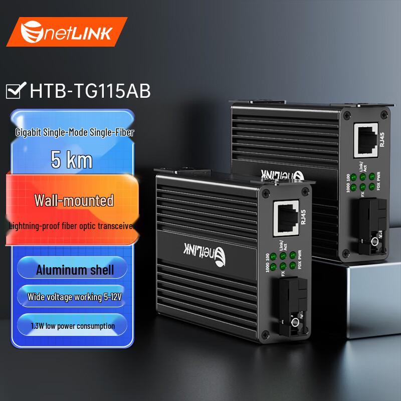 netLINK HTB-TG115AB Wall-Mounted Gigabit Fiber Optic Transceiver