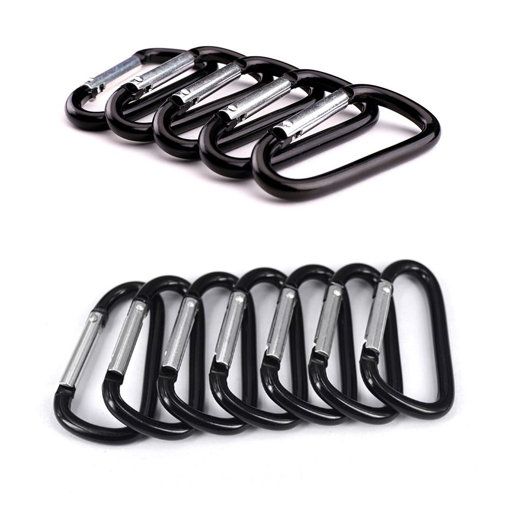 Black-color Aluminium Equipment Alloy Carabiner Buckle Keychain Camping Hiking Hook Climbing Button
