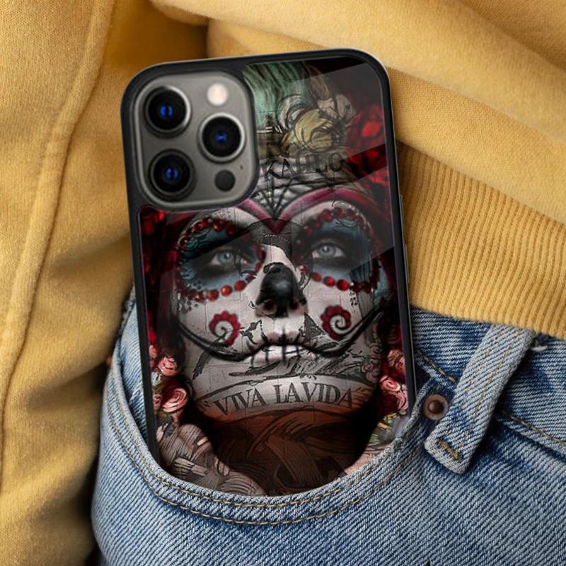 calaveras floral sugar skull Soft Phone Case for iPhone 17 Air 16e Pro max 15 Pro 13 14 Plus 11 12 MagSafe Magnetic Coque