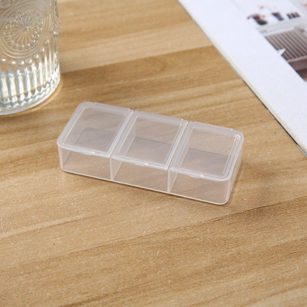 Mini Pill Box Portable Pill Storage Box Durable 3Grids Pill Case Travel