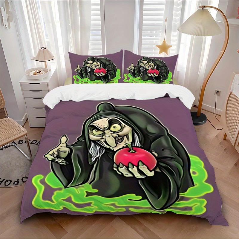 3pcs The Witch and the Poisoned Apple Bedding Set - Includes 1 Quilt Cover and 2 Pillowcases, Comfortable Bedding with Stylish Design for Bedroom
