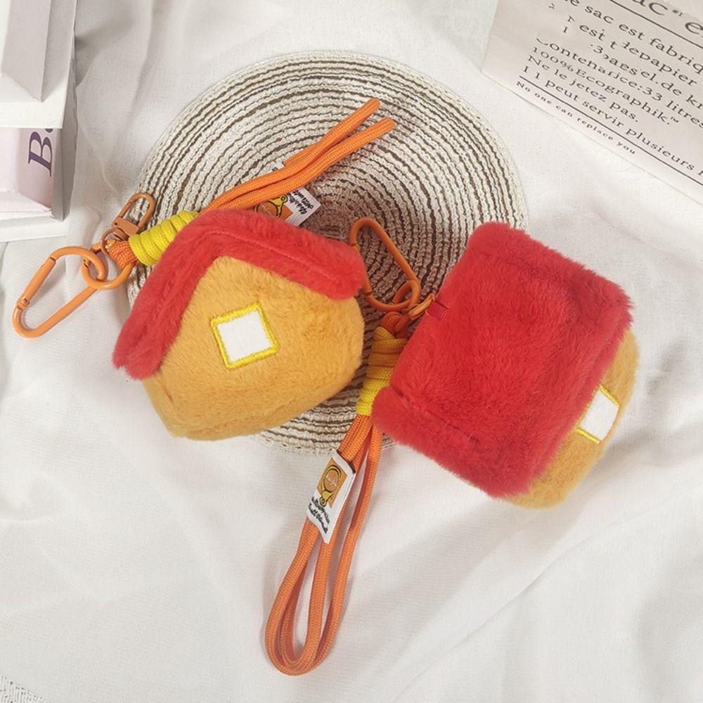 Fluffy Simulation House Plush Toy Jewelry House Car Keyring House Shape Plush Keychain  Home Decor