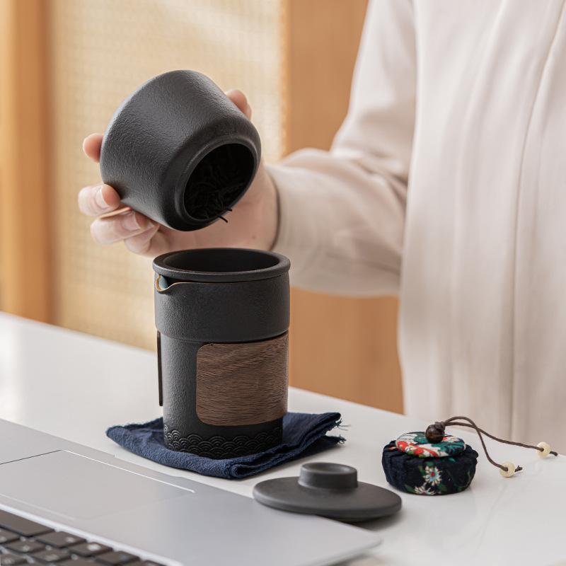 Travel Kung Fu Tea Set Kuaike Cup Small Peach with Can Portable One Pot Three Cups Outdoor Brewing Teapot Teacup