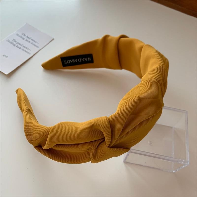 Korean Hair Accessories Solid Color Cotton Crumpled Women's Head Hoop Wide Bezel Makeup Hairbands for Ladies Headwear