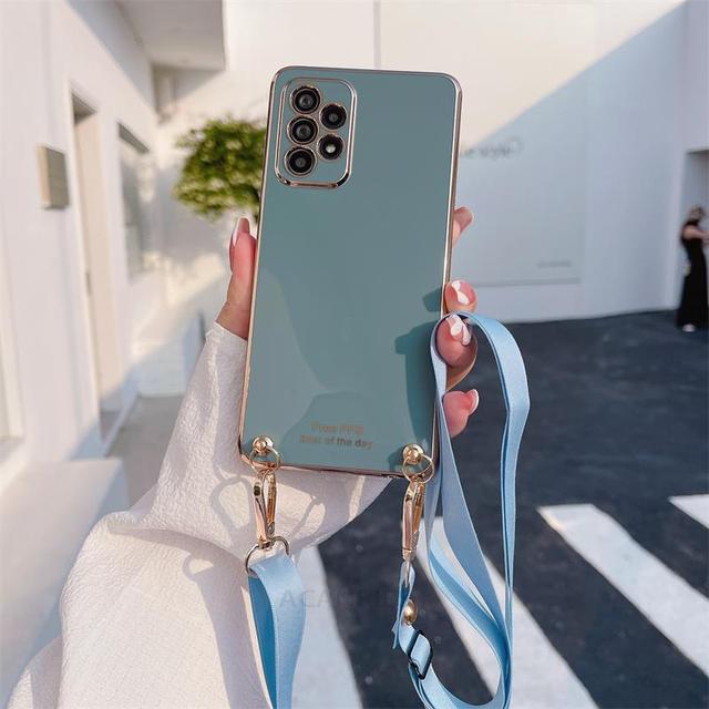 Чехол для телефона с ремешком через плечо для Samsung S22 Ultra 5G ярких цветов, мягкий силиконовый противоударный защитный чехол для Galaxy S21 Plus S20 FE