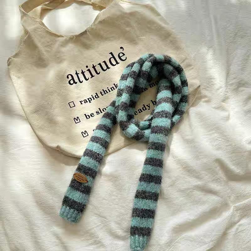 Korean Y2K Color Block Wool Blend Scarf - Versatile & Stylish for Women