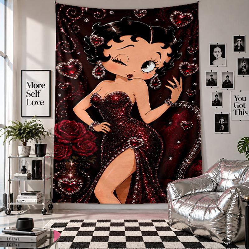 Wall TapestryBetty Boop Art Hanging Cloth Decorative Background Cover for Room Decoration