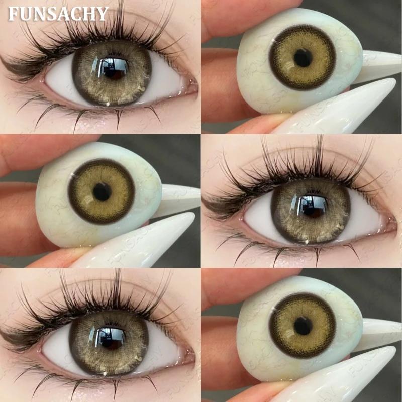 FUNSACHY 1 пара натуральных линз корейского стиля цветные контактные линзы синие линзы коричневые туманные перламутровые цветные линзы высококачественные мягкие линзы