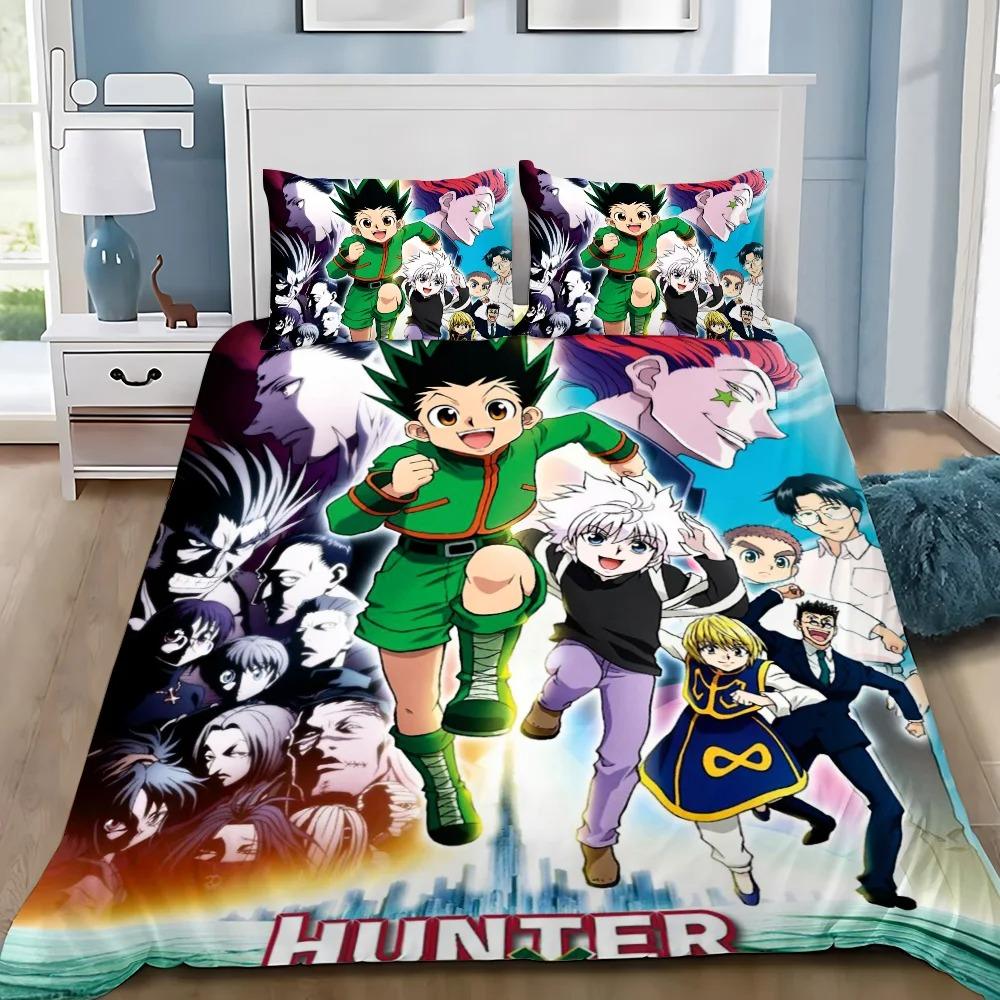 3D принты Hunter x Hunter Мягкое постельное белье Пододеяльник Наволочка Комплект постельного белья Для взрослых Мальчик Девочка Украшение спальни Детская Односпальная Двуспальная Большого размера Размеры