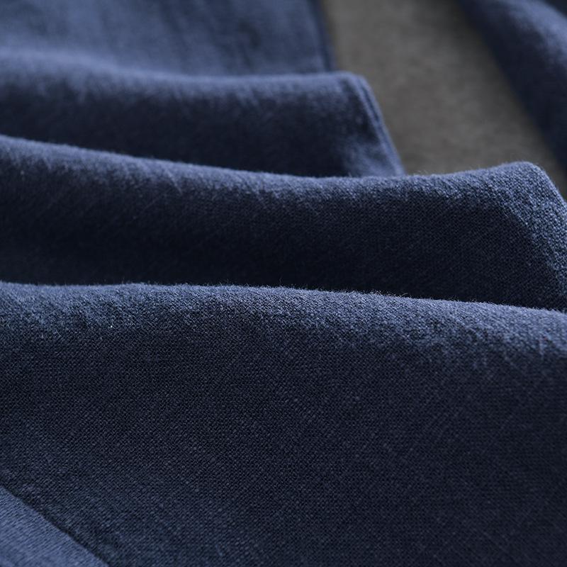 Мужские летние дышащие брюки прямого покроя из хлопка и льна DuPont Fabric с эластичной резинкой на талии