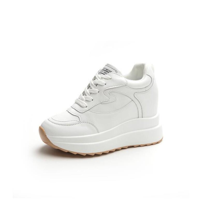 Fashion Women's Sneakers Genuine Leather Womens Casual Shoes Thick Sole Increase Height 10cm Women Sneakers Breathable Shoes Botas Mujer
