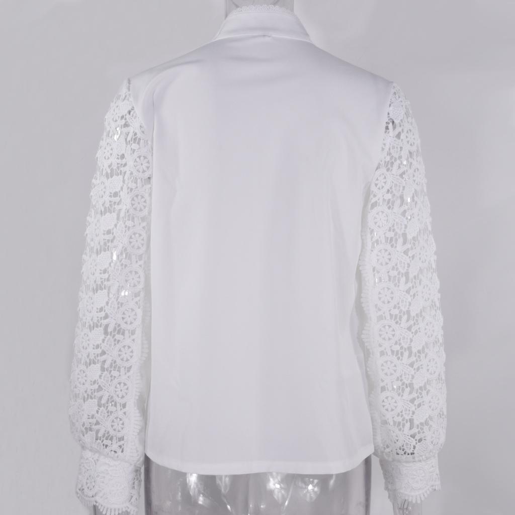 Spring and Autumn Fashion Lace Long Sleeve Hollow Women's Blouses & Shirts