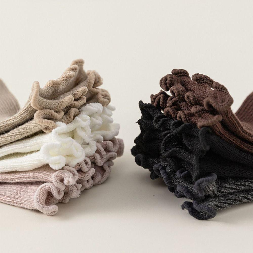 6 пар дышащих детских хлопковых носков с оборками, милые носки для малышей, простые детские носки с коротким паголенком, детские