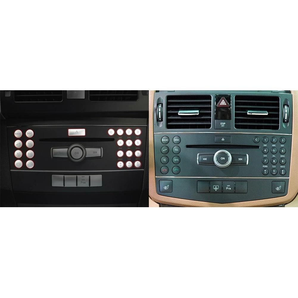 22 шт./компл. серебристый ABS автомобильный кондиционер CD панель кнопка декоративная наклейка для Mercedes-Benz C Class W204 GLK X204