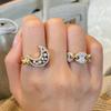 French Literary Sense, Diamond-Encrusted Pig Nose Ring, Light Luxury, High-End Design Sense, Star And Moon Open Index Finger Ring