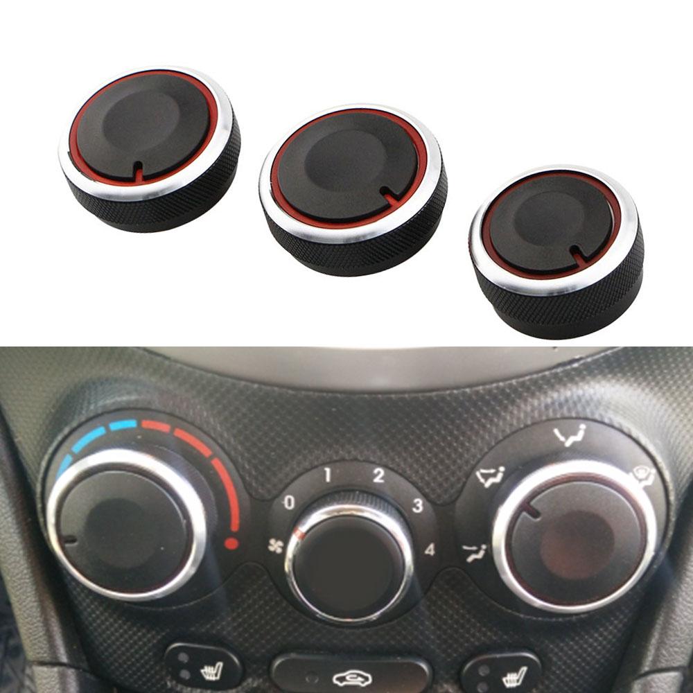 Car AC Knobs for Hyundai Verna Elantra Air Conditioning Heat Control Switch Button 3Pcs Aluminum Alloy Knob Interior Accessories