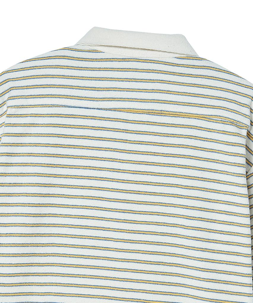 BEYOND CLOSET [Collection Line] Toweling Fabric Stripe Open Collar Short Sleeve Shirt Yellow