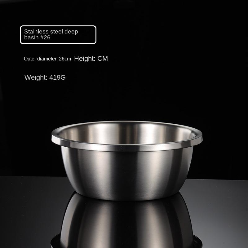 HANYANG 304 Чаша для смешивания из нержавеющей стали, утолщенная миска, широкая миска для супа, круглая миска для выпечки и лапши, для мытья посуды, слива, приготовления пищи