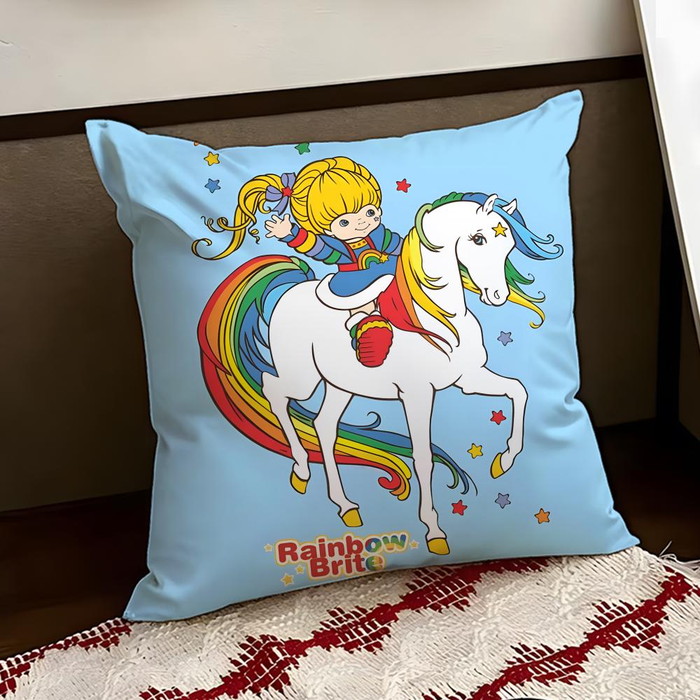 Cute RRainbow BBrite Cushion Cover Reversible Soft Durable Pillow Cover Home Car MultiScene Use for Daily Comfort