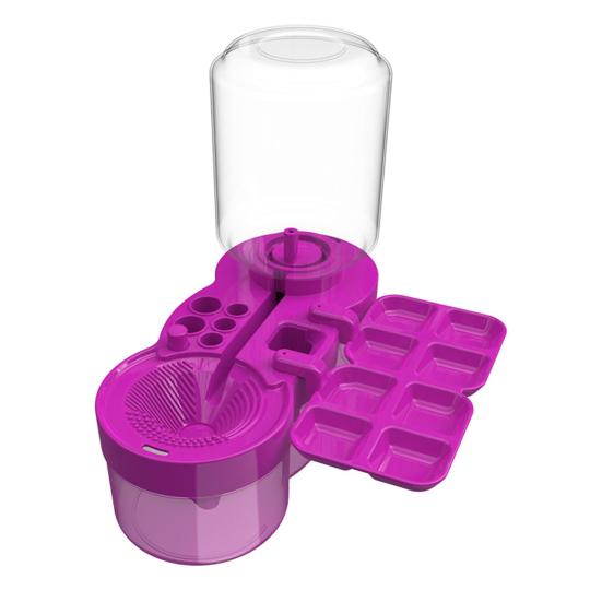 6 In 1 Brush Cleaner Artists Teachers Kids Paint Brush Holder Palette Water Circulation Brush Cleaner Portable Painting Tool