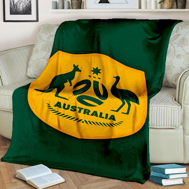 Australia Coat Of Arms Emblem Blanket Suitable for Sofas, Beds, Offices, And Camping - Perfect Gift for Halloween Christmas