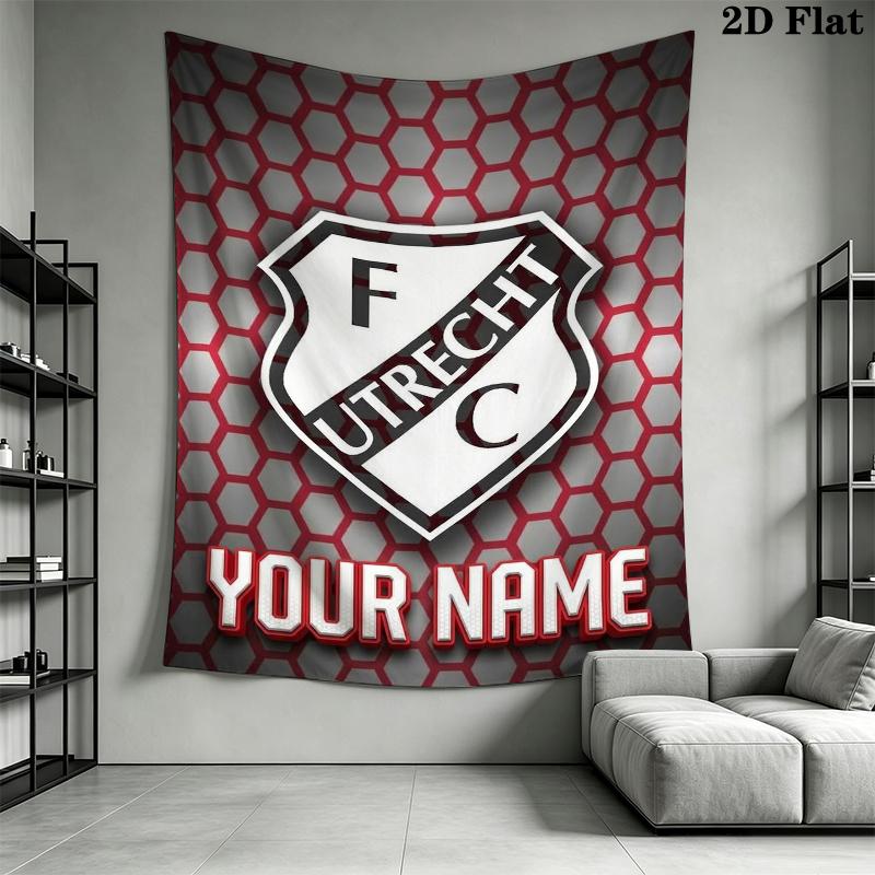 Custom Name FC Utrecht Wall Tapestry Aesthetic Wall Hanging Printed Fabric Blanket Decorative Tapestries for Bedroom Living Room Home Decor