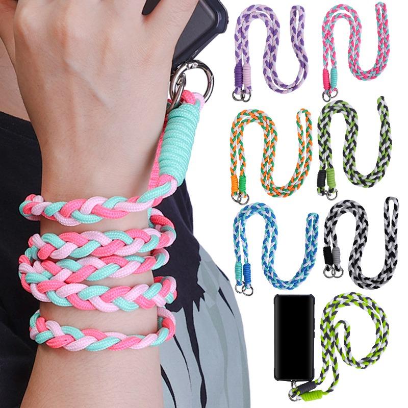 Плетеный ремешок для телефона, ремешок для телефона через плечо с креплением, противоутерянная веревка для шеи и запястья, универсальные ремешки для мобильного телефона