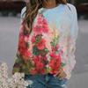 Spring And Autumn 3D Oil Paintings Printing Long Sleeve T Shirt Women Florals Graphic Pullover Harajuku Clothing Colorful Tops