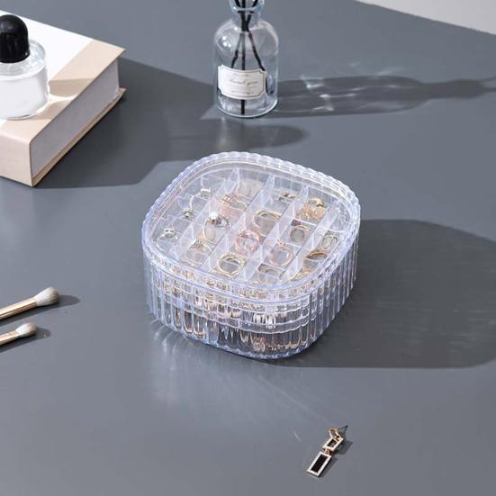 Multi Layer Mini Jewelry Organizer Display Travel Jewelry Case with Transparent Lid Earrings Necklace Ring Portable Jewelry Box