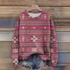 Long Sleeve Pullover Sweaters For Women O Neck Casual Cute Printing Knit Oversized Sweater