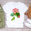 (Asian Size) Tee Top Flower Plant Trend Cute Lovely Clothing Casual Short Sleeve Fashion Tshirt Women Print Lady Female Graphic T-shirt
