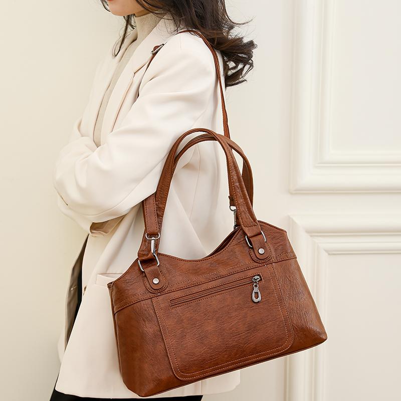 Женская сумка из мягкой кожи, большая вместительная сумка для матери среднего возраста, сумка через плечо через плечо