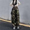 Women's Y2K Clothes Vintage Camouflage Cargo Pants Summer New High Waist Streetwear Drawstring Loose Straight Wide Leg Trousers