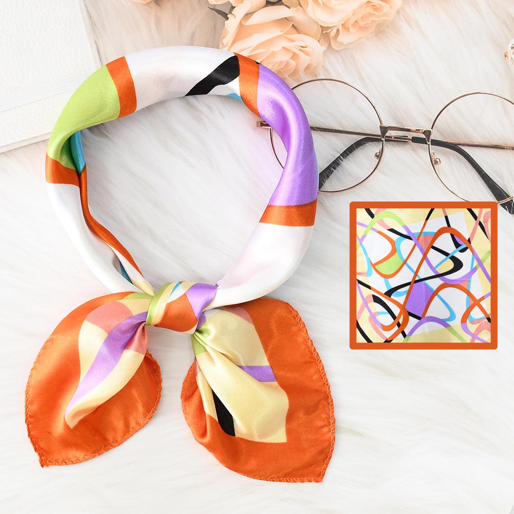 Новый модный высококачественный шелковый шарф квадратный шарф цепочка имитация шелка 50x50 маленький шарф для женщин