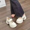 Thick-soled Mary Jane Small Leather Shoes Women's Spring and Autumn New Velcro Heightening Big Head Muffin Small Leather Shoes