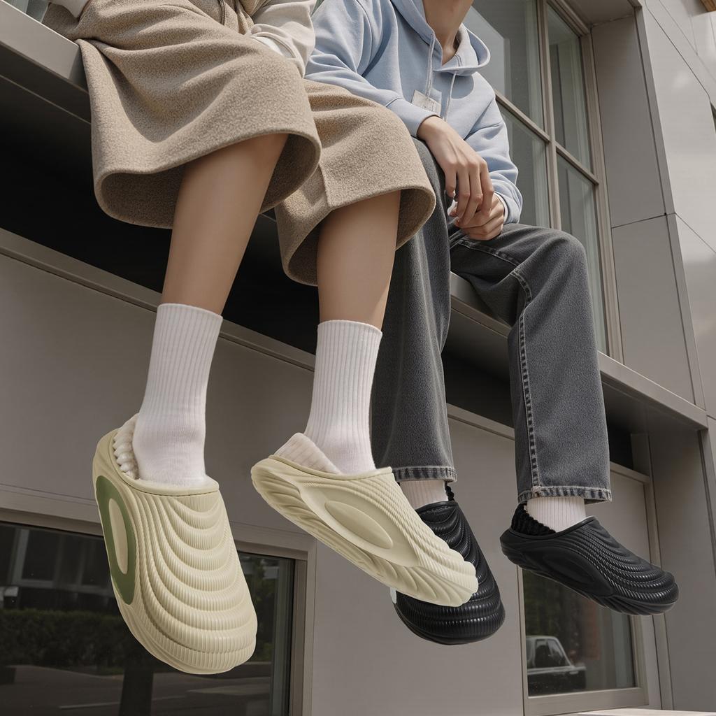 Platform Women Cotton Slippers Plush Warm Thick Bottom Slides Breathable Soft Non-slip Slippers Indoor Outdoor Men Cotton Slippers