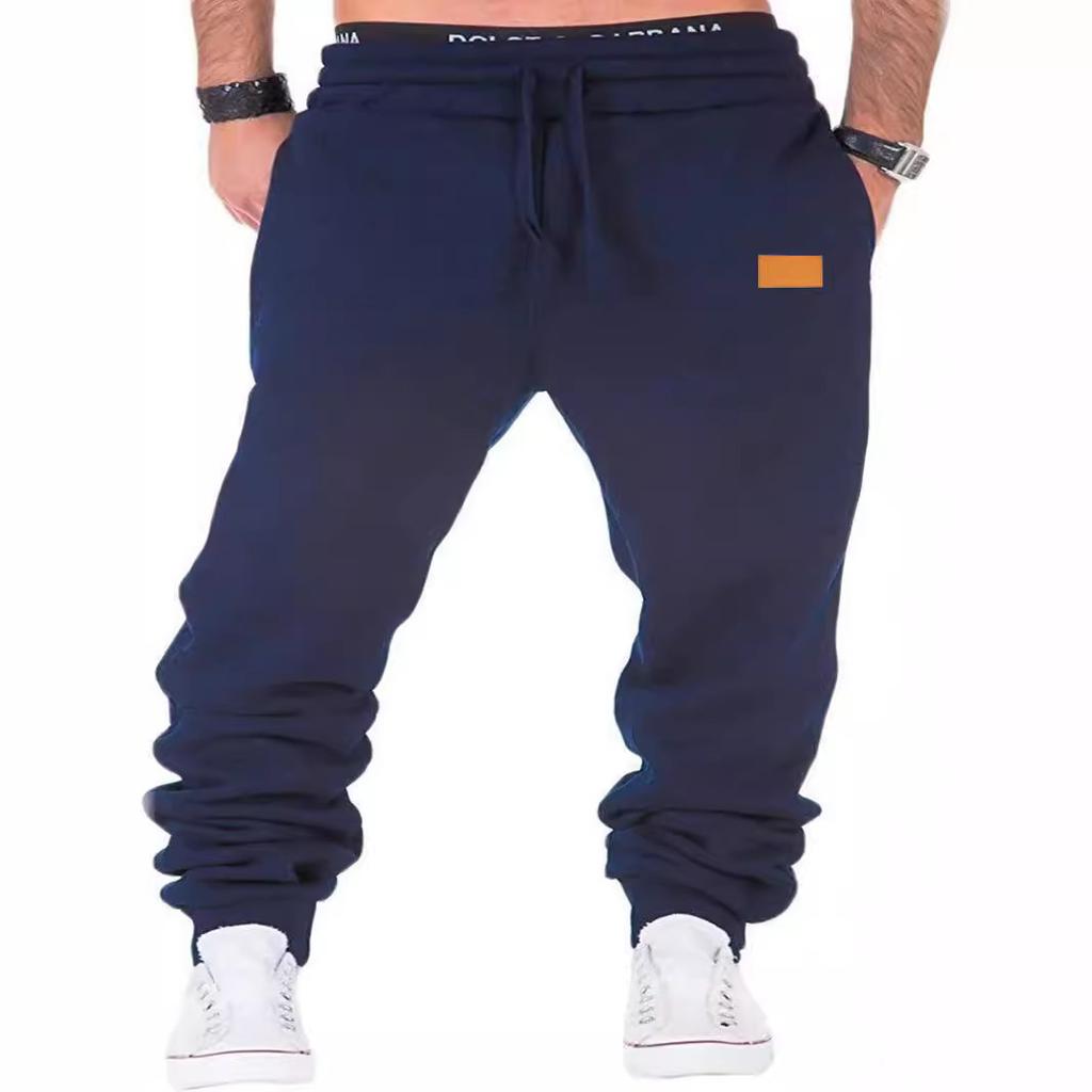 European and American Men's Casual Sports Trousers Elastic Belt Pants Sweatpants Leather Label Sewing