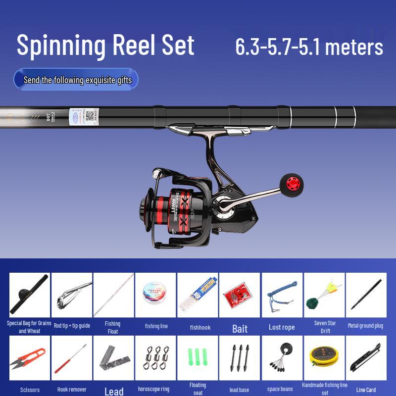 Super Hard 19-Tune Fishing Rod - Wheat & Corn Design, No-Cut Front-Casting, Lightweight Multi-Position Hand Rod Combo.