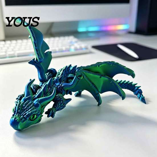 Подвижная фигурка дракона, 3D-печать с крыльями, Гибкие игрушки-драконы, Игрушка-фиджет из PLA, Декорация для рабочего стола, Животные, Игрушка для снятия стресса, Подарок для детей и взрослых