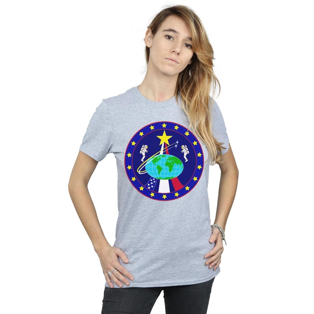 NASA Womens/Ladies Classic Globe Astronauts Cotton Boyfriend T-Shirt