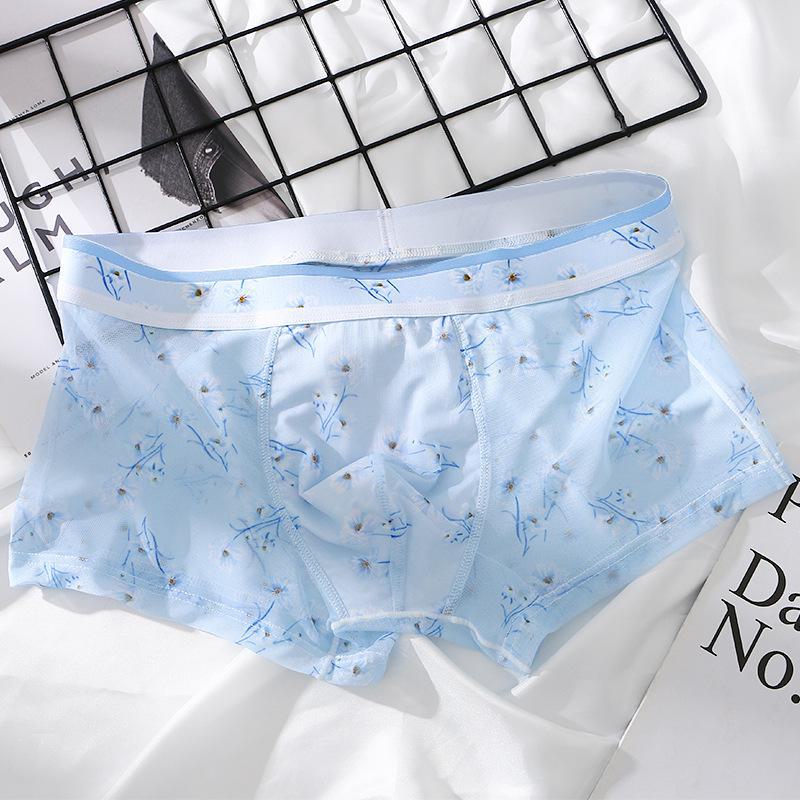 Мужские ультратонкие прозрачные сетчатые боксеры-шорты — сексуальные, дышащие, с летним принтом