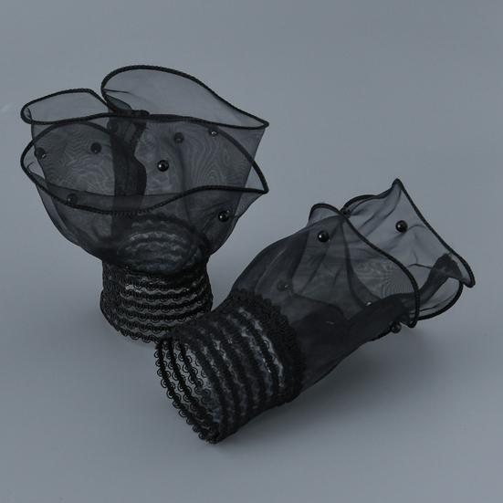 Yousheng 1 пара женских манжет на запястье, прозрачное кружево, эластичные, декор из искусственного жемчуга, противоскользящие, с оборками, украшение на запястье, однотонные, принцесса, накладные манжеты