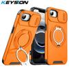 KEYSION Чехол для телефона со вращающимся на 360° кольцом-подставкой для iPhone 17e 16e Защита выдвижной камеры Магнитная противоударная крышка для iPhone 17e
