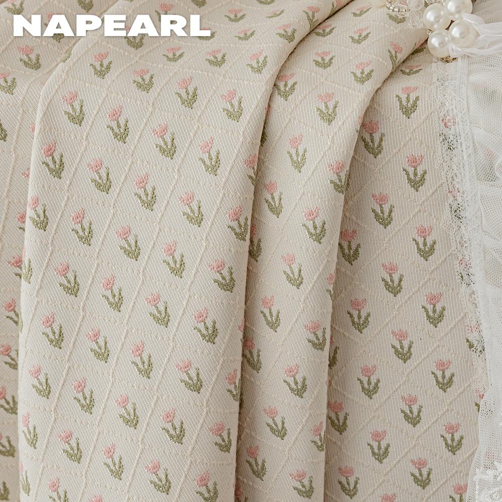 1 шт. NAPEARL Жаккардовая светонепроницаемая штора с узором "стеганый тюльпан" Черная, Толстая штора с кремовым краем в виде листа лотоса для спальни, гостиной, домашнего декора
