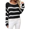 Женский вязаный свитер с круглым вырезом в тон, полосатый свободный пуловер большого размера, женский свитер